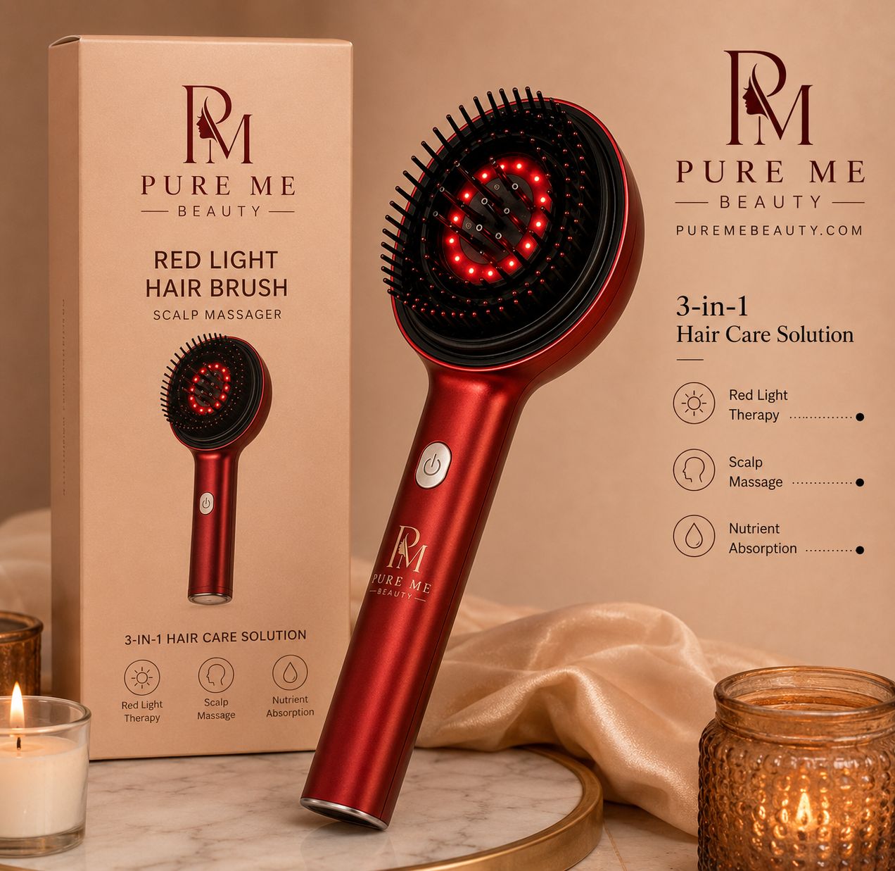 Pure Me Red Light Hair Brush Scalp Massager