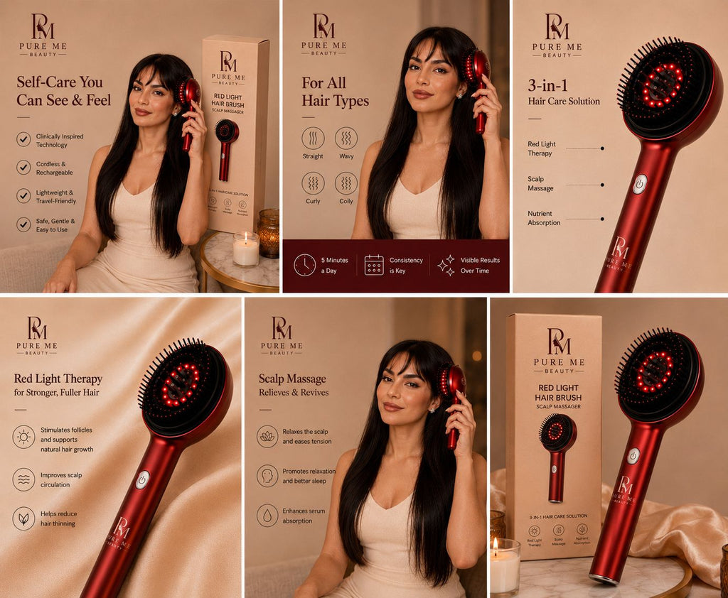 Pure Me Red Light Hair Brush Scalp Massager